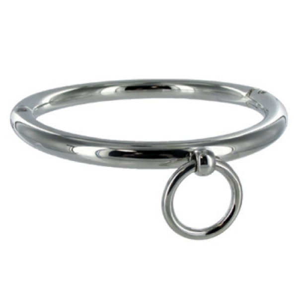 Collier BDSM Metal Hard en métal chromé avec anneau en O