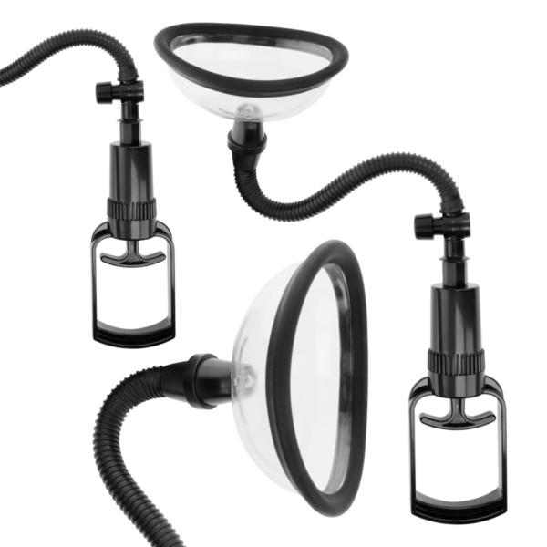 Pompe vaginale manuelle Intense avec ses 2 coupes interchangeables, son tuyau et sa pompe à pression
