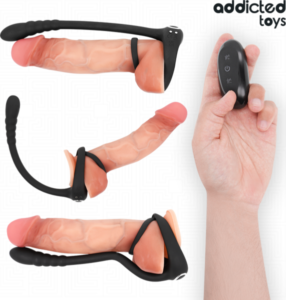 Anneau pénien vibrant Addicted Toys Point·P avec sa télécommande sans fil