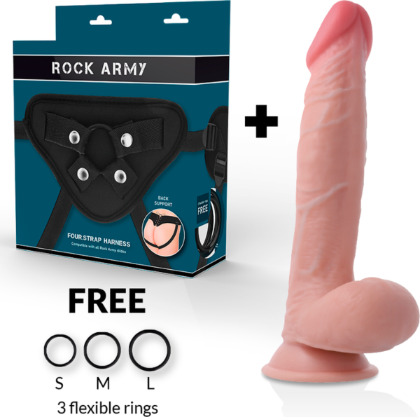 Gode réaliste Rock Army Dual Density Sherman de 24 cm, couleur chair, avec base ventouse