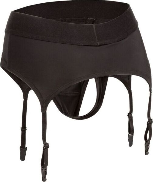 Gode ceinture string CalExotics Boundless Thong with Garter avec porte-jarretelles et anneau à l'avant