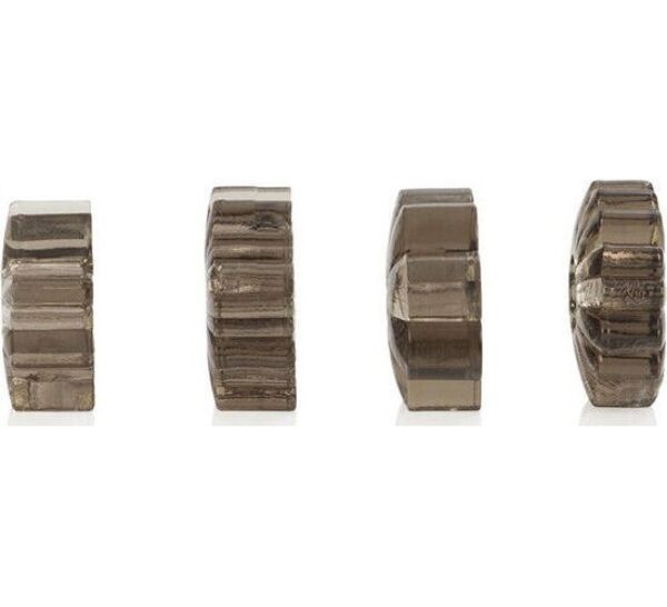 Set d'anneaux péniens CalExotics Basic Essentials Smoke en quatre formes différentes, de couleur fumée