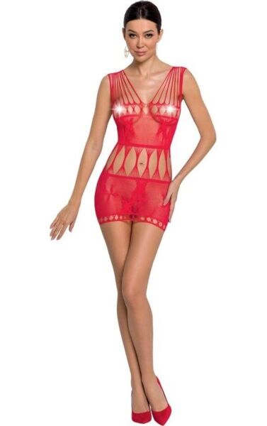 Mini-robe de lingerie Passion BS090 en résille, avec dentelle et transparences