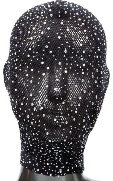 Cagoule intégrale CalExotics Radiance Full Hood Cover noire, avec strass et lacets de corset