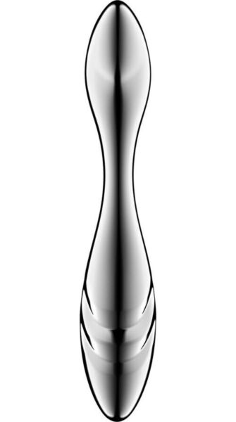 Gode en acier inoxydable Satisfyer Pure Gravity 3, argenté et à deux extrémités