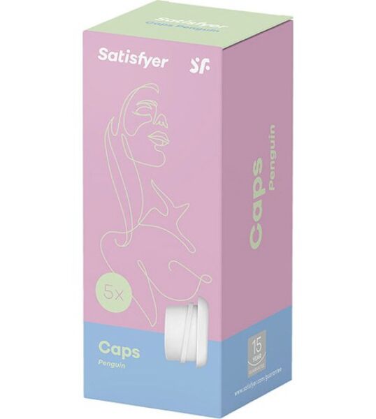 Cinq têtes de rechange blanches en silicone pour le Satisfyer Pro Penguin NG