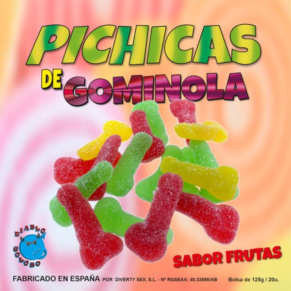 Boîte de bonbons gélifiés en forme de pénis Diablo Goloso, aux goûts de fruits variés et à mâcher