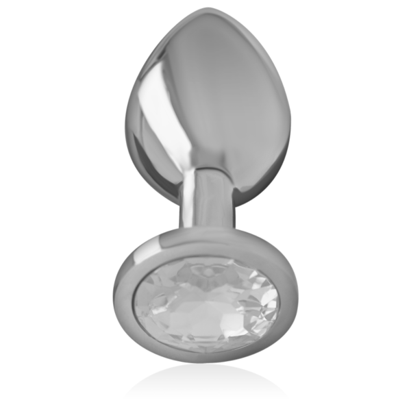 Plug anal Intense Silver Crystal, en métal avec une pierre brillante et des détails bleus