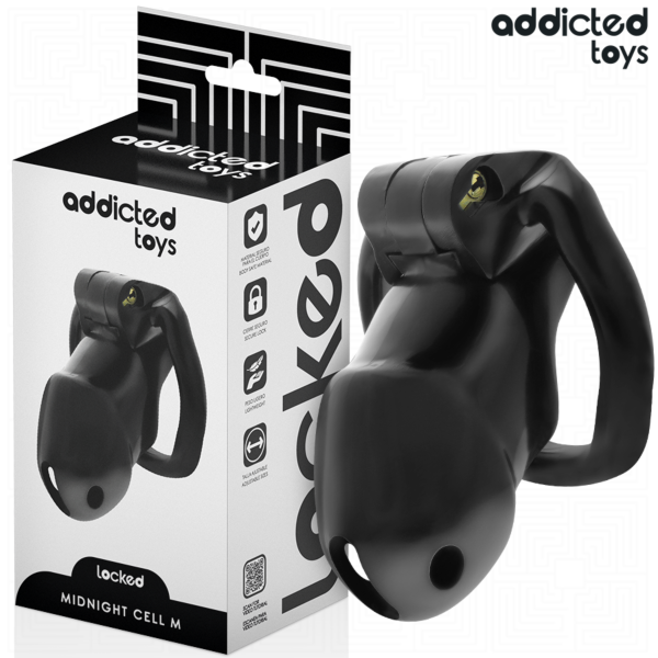 Cage de chasteté Addicted Toys Locked Mindnight Cell avec ses anneaux et ses clés