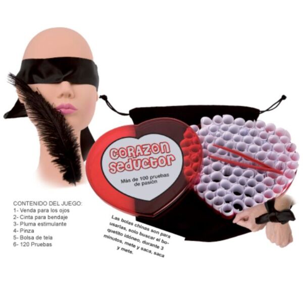 Jeu érotique Diablo Picante Corazón Seductor avec son coffret en forme de cœur et ses accessoires