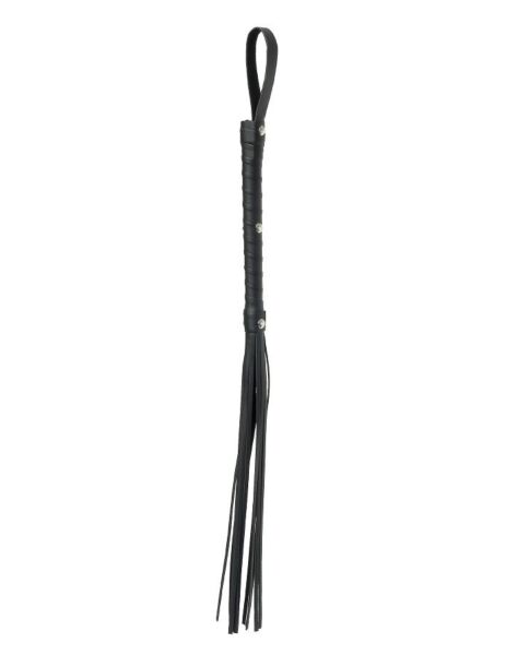 Fouet Pipedream Deluxe Cat-O-Nine Tails 50 Nuances avec lanières en cuir, manche tressé et dragonne