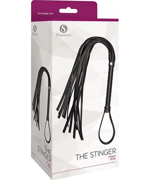Martinet S Pleasures The Stinger, noir, avec 13 lanières et manche à dragonne