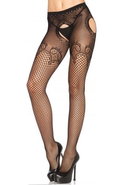 Collants résille Leg Avenue Jess Duchess, avec ouverture et détails en dentelle