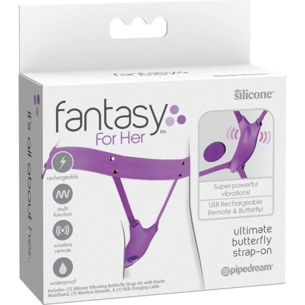 Gode ceinture vibrant Pipedream Ultimate Butterfly Strap-On avec partie incurvée et sangles réglables