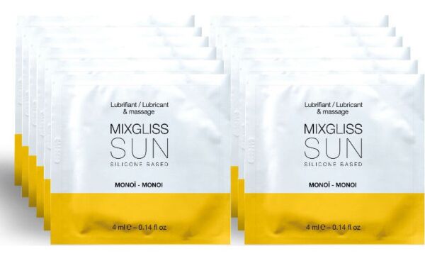 Boîte de 12 monodoses du lubrifiant à base de silicone Mixgliss Sun Monoi