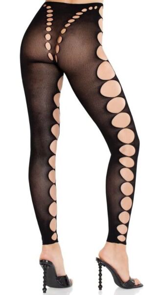 Collant sans pieds Leg Avenue Maris en noir, avec découpes aux hanches et sur les jambes