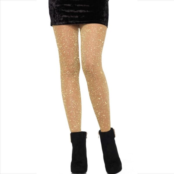 Collants transparents Leg Avenue Lurex Shimmer Gold, de couleur dorée et brillants