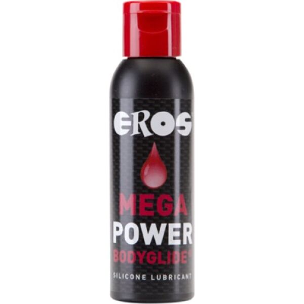 Lubrifiant à base de silicone Eros Mega Power Bodyglide dans son flacon pompe