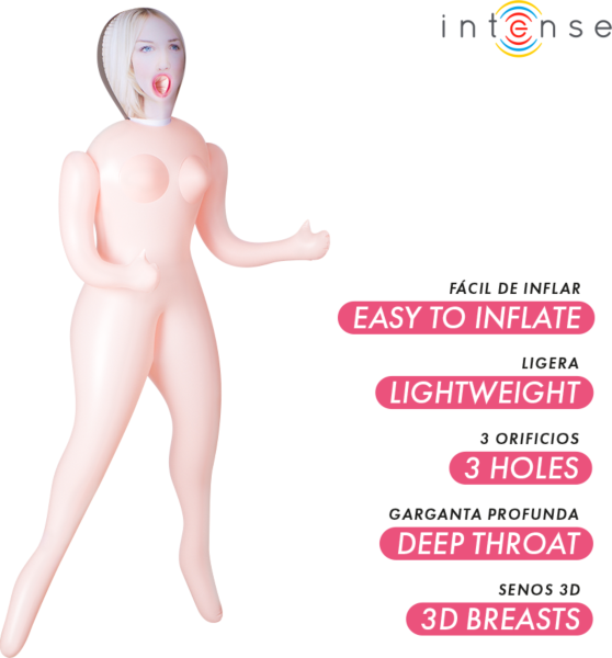 Poupée gonflable Intense Dolls Ingrid avec trois orifices et seins 3D