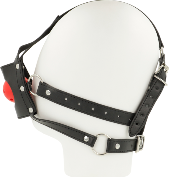 Harnais de tête OHMAMA Open Mouth Head Harness, noir, avec bâillon boule