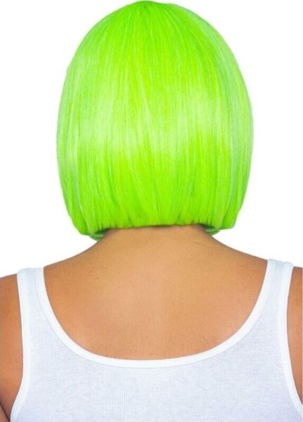 Perruque Leg Avenue Neon Bob verte, bob court avec frange vert fluo