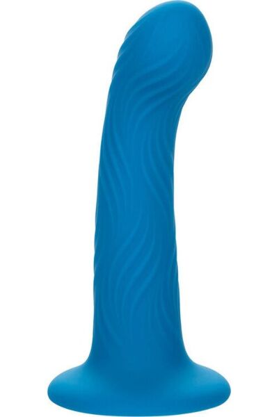 Plug anal CalExotics Wave Rider Ripple bleu, à la texture ondulée et à la base ventouse