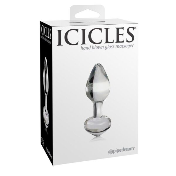 Plug anal en verre Icicles N. 44 de Pipedream, avec bout conique et anneau à la base
