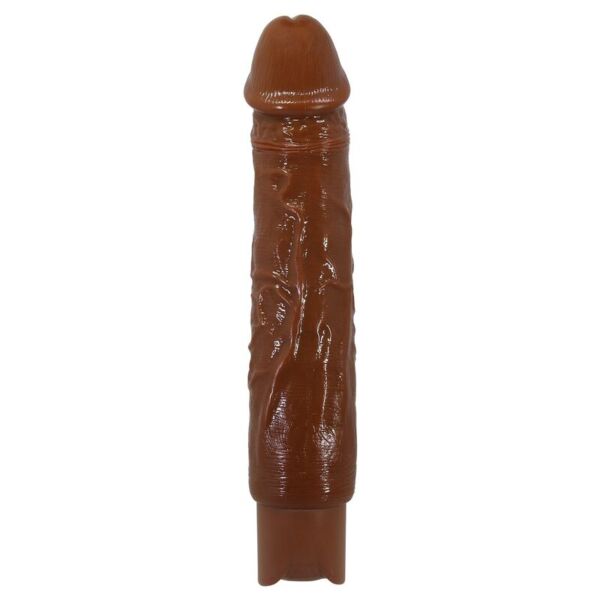 Vibromasseur réaliste Pretty Love Duke de couleur marron, avec un gland marqué et du relief sur la tige
