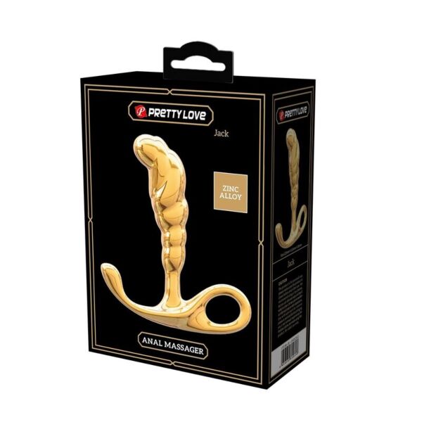 Masseur de prostate Jack, de couleur dorée, avec sa base large