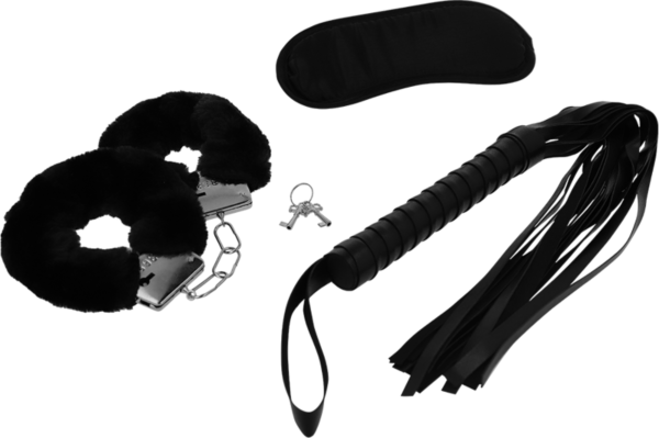 Set bondage Intense Fetish avec menottes, masque et fouet