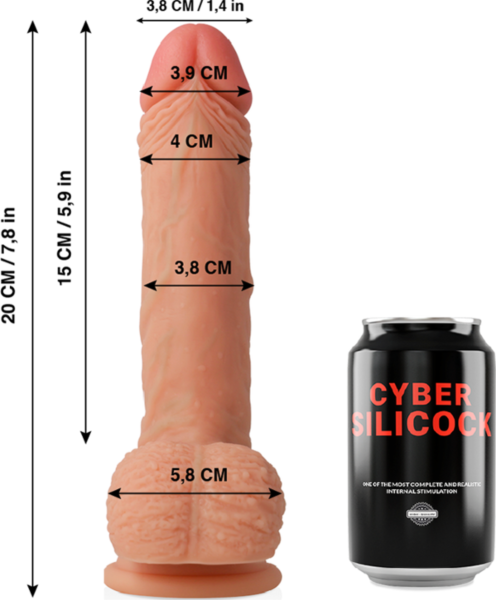 Dildo réaliste Cyber Silicock Freeman de 20 cm, avec testicules et ventouse