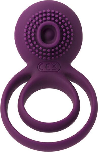 Anneau pénien vibrant SVAKOM Tammy Violet, en silicone violet, avec double anneau et tête texturée