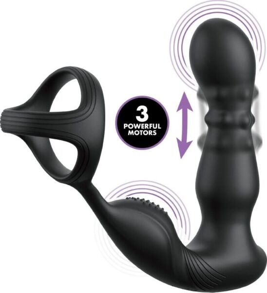 Plug anal noir Fantasy Elite Ass-Gasm Taint-alizer avec boules rotatives pour le périnée