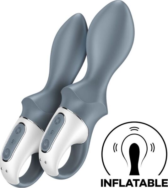Vibromasseur anal gonflable Satisfyer Air Pump Booty 1 de couleur grise, avec son anneau de retenue