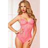 GALLON LACE & DOTTED MESH TEDDY CORAL CORAL M