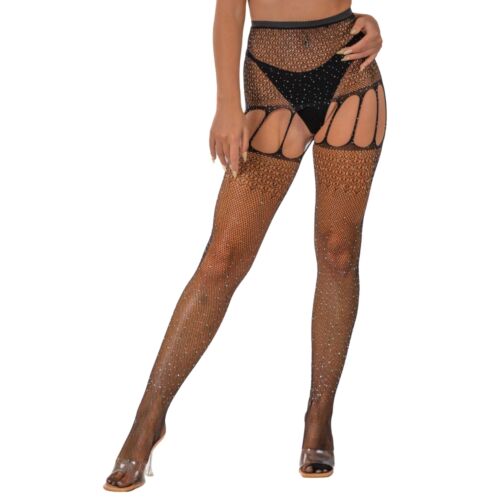 Collants Suspendus Lace by LJ Strass Noir