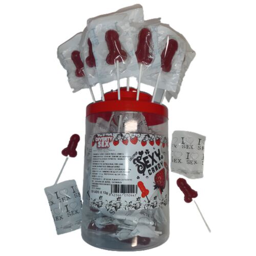 Sucettes Fun DIABLO PICANTE en forme de pénis aux fraises et cerises
