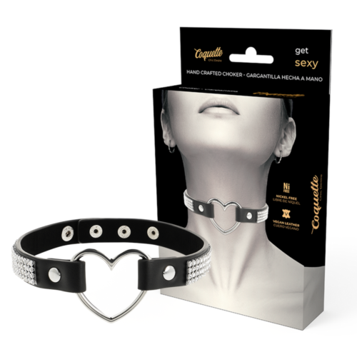Collier BDSM Coquette Accessories avec cœur en cuir végan