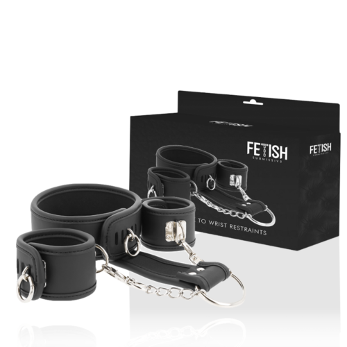 Menottes et collier FETISH SUBMISSIVE en cuir vegan