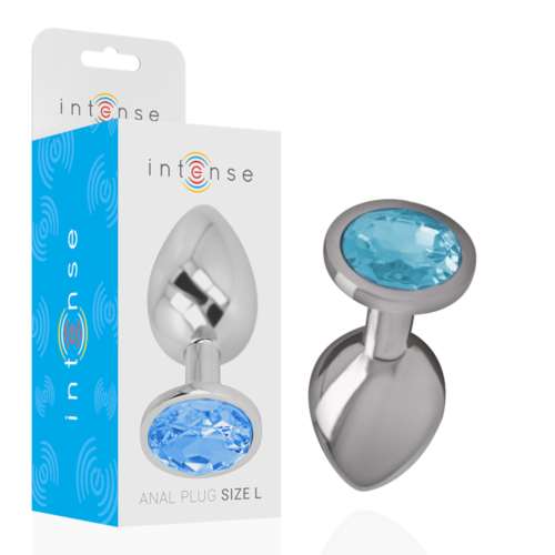 Plug Anal INTENSE Aluminium avec Cristal Bleu Taille L