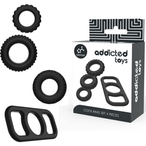 Anillos Pénis Addicted Toys - Set de 4 en Silicone