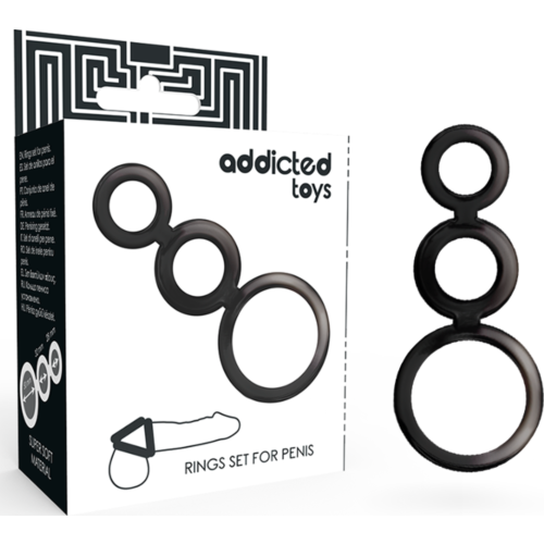 Anillos Pene ADDICTED TOYS Set Ahumado con 3 Tamaños