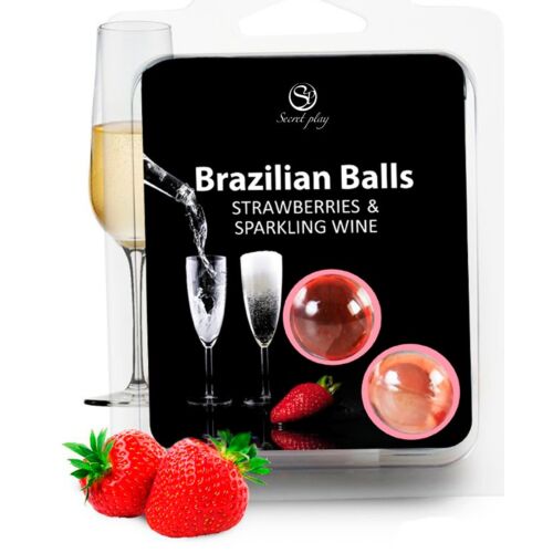 Boules Brazilian Balls SECRETPLAY avec lubrifiant fraise et cava