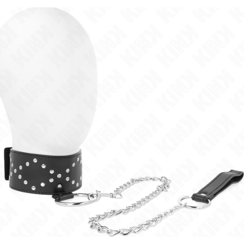 Collier KINK avec Laisse Ajustable et Clous Argentés