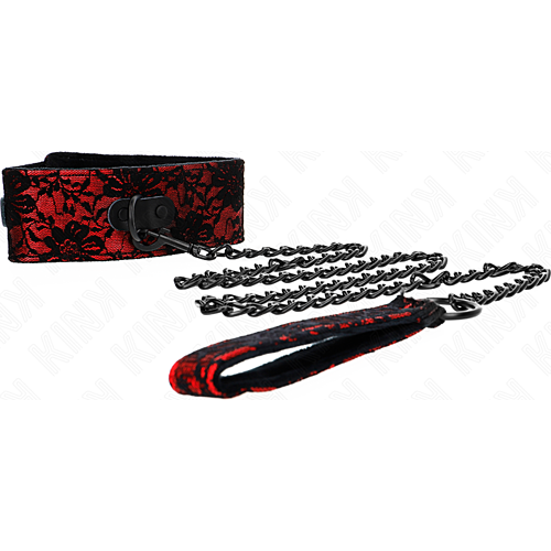 Collier KINK en dentelle avec ceinture en cuir 105 cm