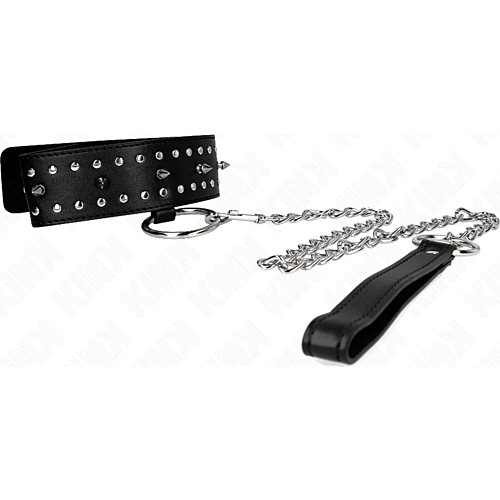Collier KINK avec laisse de 65 cm et clous argentés
