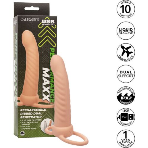 Pénétrateur double CALEXOTICS MAXX avec 10 vibrations