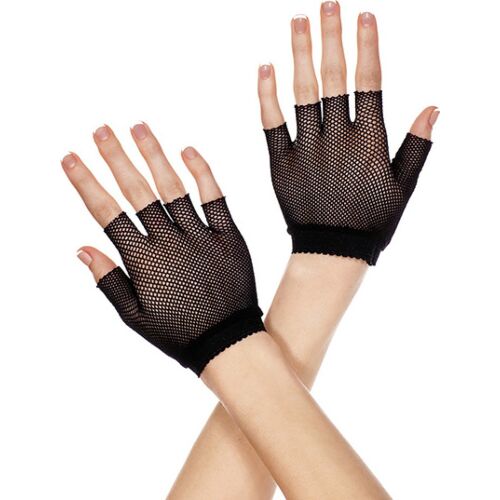 Gants Music Legs Noir Red en filet sans doigts