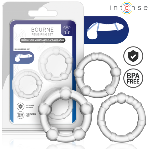 Anneaux Pénis INTENSE POUR LUI Set de 3 Confort Ergonomique