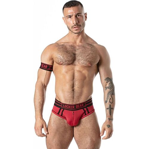 Slip jock LOCKER GEAR Sport Mesh rouge S